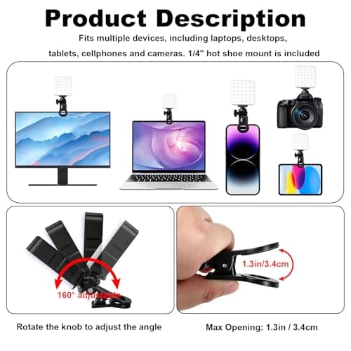 Portable Selfie Light, Clip On Phone Light for iPhone and Laptop — view 2