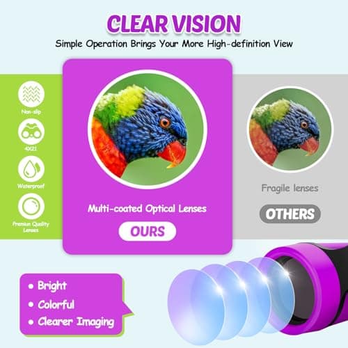 Binoculars for Kids, Kids Binoculars toys for 3 4 5 6 7 8 Years Boys and Girls, Set with Magnifying Glass & Compass - Birthday Gifts Outdoor Toy for Kid Ages 3-8 Toddler Camping — view 5