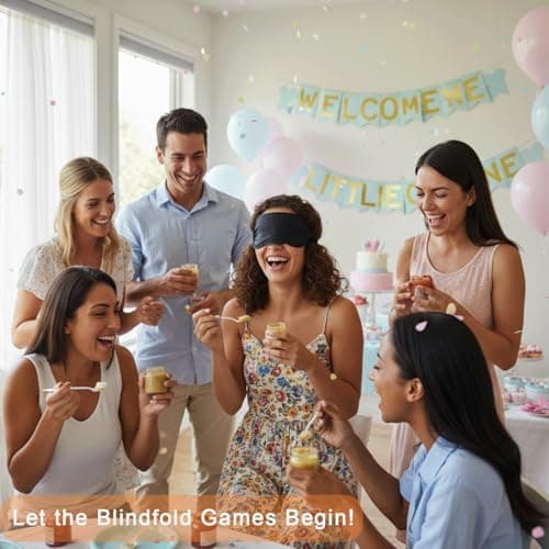 12 Pack Blindfold Eye Mask Cover Sleep Mask for Party Games Travel Sleep Team Build Party Supply with Adjustable Strap for Women Men Kids, Light Blue — view 2