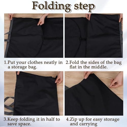 1 Pack Long Dress Bags Covers Dust ProofClothes Covers, Translucent Window Lightweight Foldable Washable Black Hanging Garment Bags with Handle for Coat Gowns,Dresses,Shirts,Jackets(Black) — view 4