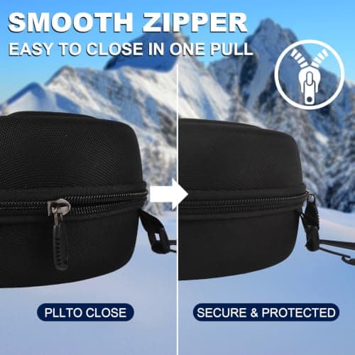 SEIWEI Black Eyewear Case for Safety Goggles Sunglasses, Hard Shell Shockproof Protective Box EVA Storge Bag with Zipper & Carabiner Hook [Big] — view 5