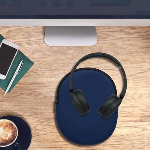kwmobile Neoprene Headphone Case for WH-CH520 / WH-CH510 / MDR-ZX110 Cover – Over-Ear Headset Storage Pouch - Soft Travel Carry Bag Dark Blue — view 3