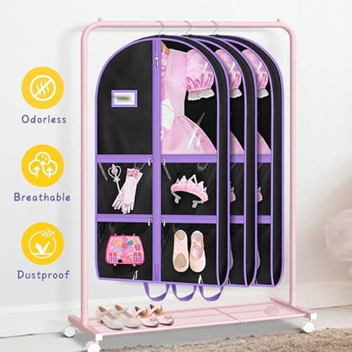 Costume Garment Bag with Clear Pockets, Clothes Cover for Dance Trip — view 5