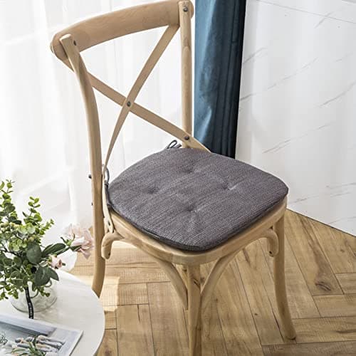 8 Pack Dark Grey U Shaped Dining Chair Cushions with Long Ties Double Sided Kitchen Chair Pads for Wood and Metal Chairs
