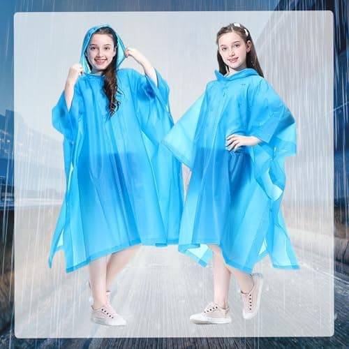 FveVqe Kids Poncho Waterproof, Rain Poncho Kids, Travel Raincoat, Lightweight Design, Adjustable Hood, Fits Backpacks, Ideal for Outdoor Activities, Rainy Days, and Water Adventures — view 5