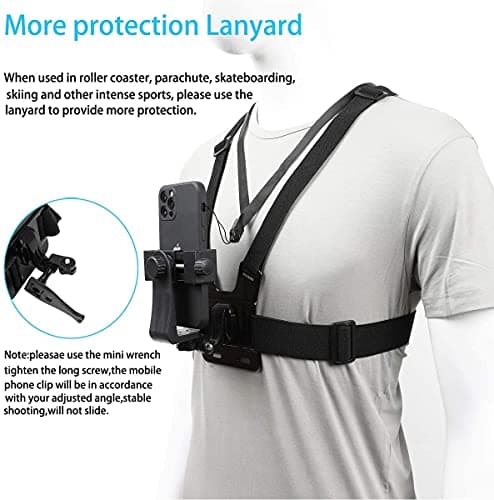 PellKing Mobile Phone Chest Mount Harness Strap Holder Cell Phone Clip Action Camera POV for Samsung iPhone Plus etc — view 5