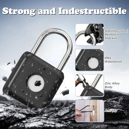 Eseesmart Small Fingerprint Padlock - APP Control,Gym Locker Lock,Keyless USB Charging Smart Lock for Gym Locker, Luggages & Suitcases — view 6