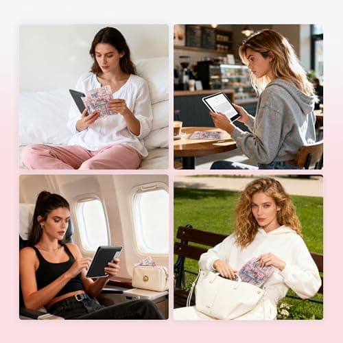 Litvana Detachable Magnetic Case for 7'' Kindle Paperwhite 12th Gen 2024 and Kindle Colorsoft Signature Edition, Slim PU Shell Cover Case with Auto Wake/Sleep (Pink Book Store) — view 5