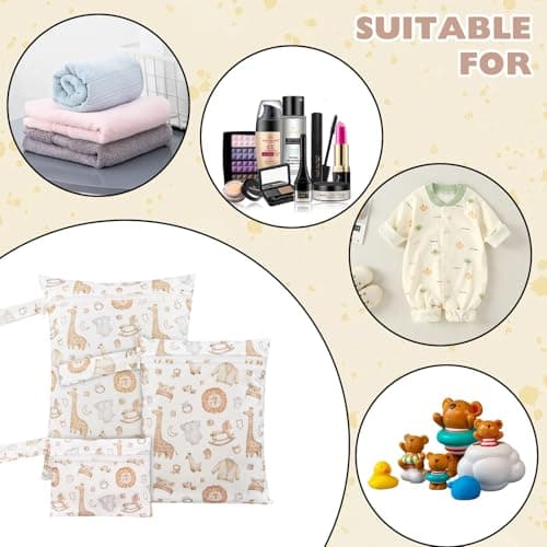 KASESSS 3 Pcs Wet Dry Bag, Travel Laundry Bags, Wet Bag, Waterproof Wet Bags for Swimming, Nappy Bag Organiser with Zip, Nappy Pouch for Baby Items, Wet Clothes Bag for Travel Beach Camping Swimming — view 6
