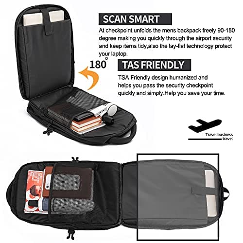 Extra Large Backpack for Men 50L,Water Resistant 17Inch Travel Laptop Work bag with USB Charging Port Anti Theft Big Business TSA Approved Computer Rucksack Women College School,Black — view 4