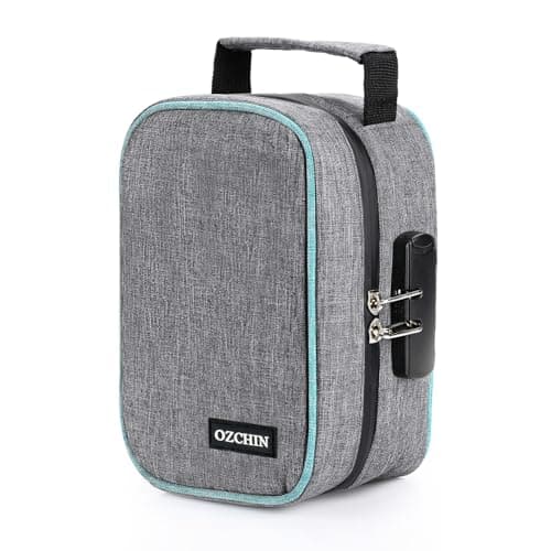 OZCHIN Smell Proof Storage Bag with Combination Lock Lunch Bag File Organizer Case Container; Medicine Lock Bag Travel Storage Case (21 x 13 x 10 cm)