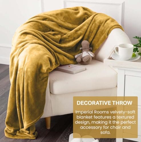 IR Imperial Rooms Fleece Blanket Mustard Yellow, Throw/Single 130X150 Cm — view 2