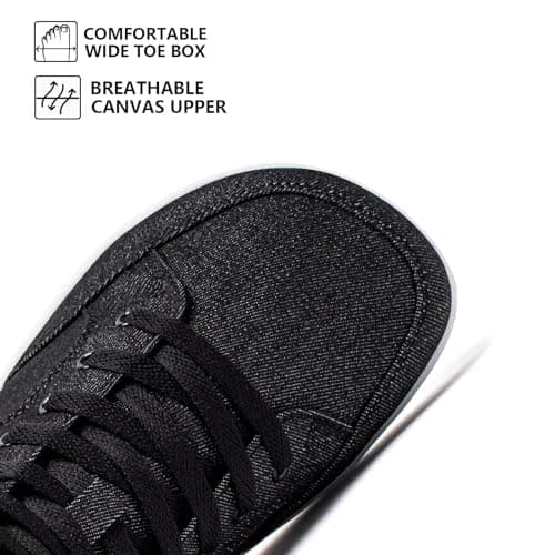 HOBIBEAR Women Wide Toe Box Barefoot Sneakers High Top Trail Running Canvas Shoes Zero Drop Sole Minimalist for Outdoor Casual Gym Hiking Trekking Travel Training Walking Jogging Black White — view 2
