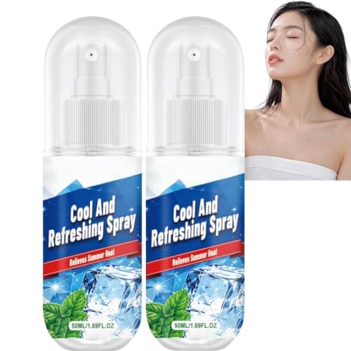 Instant Cooling Mist Spray – Peppermint & Mint Portable Travel Size Hydrating Cooler, Quick-Dry Non-Sticky Micro-Mist, Long-Lasting Cooling Sensation Spray, Instant Refresh Summer Essentials (2PCS)
