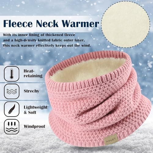 HYUET Winter Fleece Lined Neck Warmer - Thermal Double Layer Windproof Infinity Scarf for Men & Women, Thickened Knitted Snood for Skiing, Motorcycle, Cycling & Outdoor — view 2