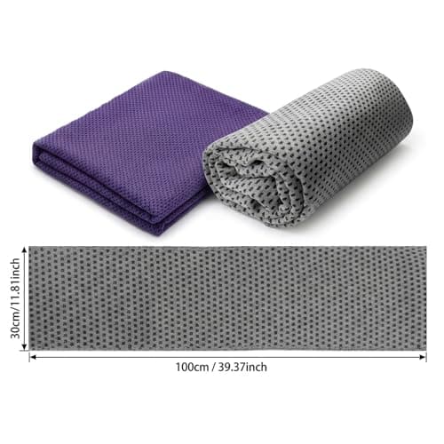 Cooling Towel 2 Pack 100x30cm Microfiber Gym Towel Purple Light Grey — view 2