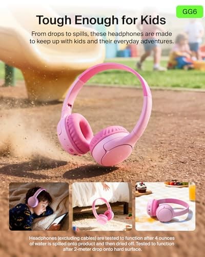 Belkin SoundForm Mini 2 On-Ear Wireless Headphones for Kids - Pink — view 6