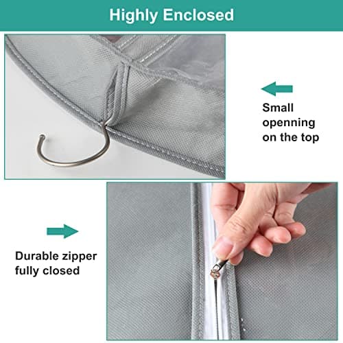 ZSURLUX Garment Bags for Clothes 60 x 100cm 2Pack, Moth Proof Clothes Covers with Zip, Hanging Storage Protector Bags for Wardrobe, Travel, Suitable for Suit, Coat, Jackets, Jumpers,etc. Grey — view 4