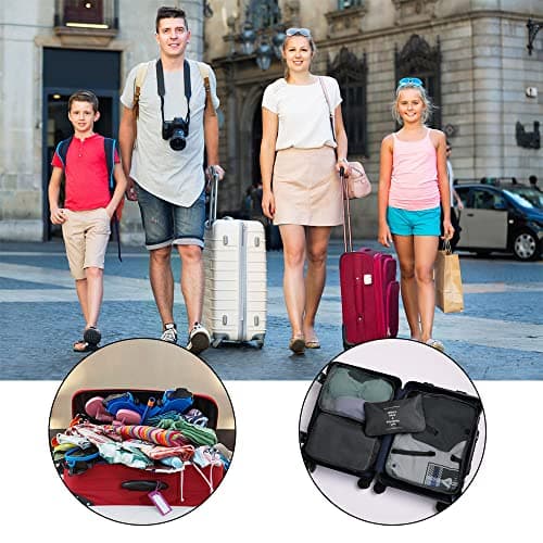OSDUE Packing Cubes for Suitcases, 6 PCS Travel Luggage Packing Organizers Waterproof Travel Essentials Bag Accessories, Clothes Cosmetics Toiletries Storage Bags, Black — view 4