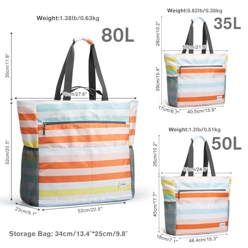 G4Free Large Beach Bag for Women Waterproof Sandproof Beach Tote Bag with Makeup Bag Zipper Pocket — view 3