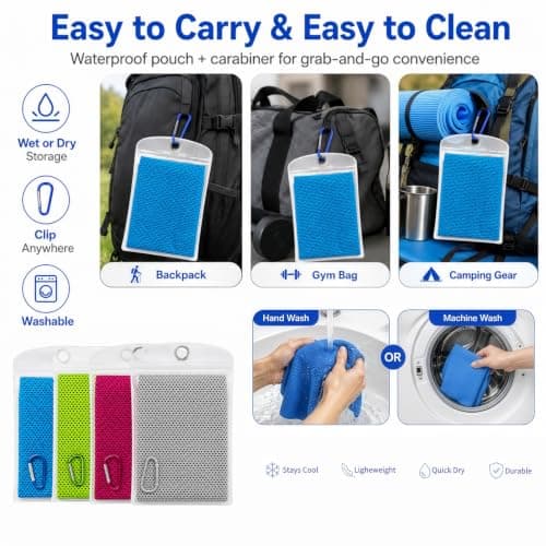 Aonuy 4 Pack Cooling Towels (40"x12"), Cooling Towels for Neck,Cool Towel, Cool Down Towel,UV Protection Soft Breathable for Golf,Sport,Running,Gym,Camping,Fitness,Workout & More Activities — view 5