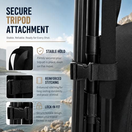 IPEB DSLR Camera Backpack with Tripod Holder & Laptop Compartment, Water Resistant Travel Backpack for Photographers — view 4