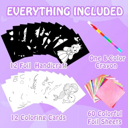 Foil handicraft for Kids-No Mess Colouring Book,Art & Craft Supplies Kits-Create Sparkly Princess Unicorn Pictures,Party Activity,DIY Creative Activity Travel Toy,Ideal Gifts for Girls Boys Ages 4+ — view 2