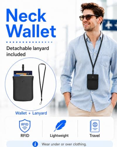 RFID-Blocking Travel Bra Wallet, Hidden Money Pouch with Elastic Strap — view 6