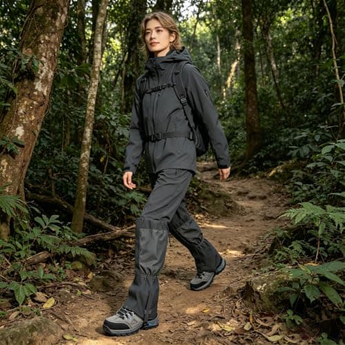 WOQI Waterproof Leg Gaiters for Men Women, Adjustable Snow Shoe Gaiters For Hiking, Skiing, Hunting, Outdoor Adventures, Snow Boot Gators Sandproof & Anti-Mosquito Bites, Oxford, (Black) — view 4