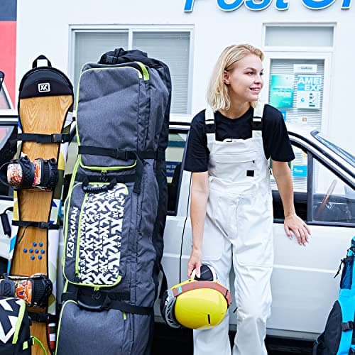 XCMAN Padded Snowboard Bag with Wheels, Extendable Roller Ski Bag for Air Traveling Adjustable Length - Extra Long/Wide/Deep,Waterproof - with Protection Ribs — view 2
