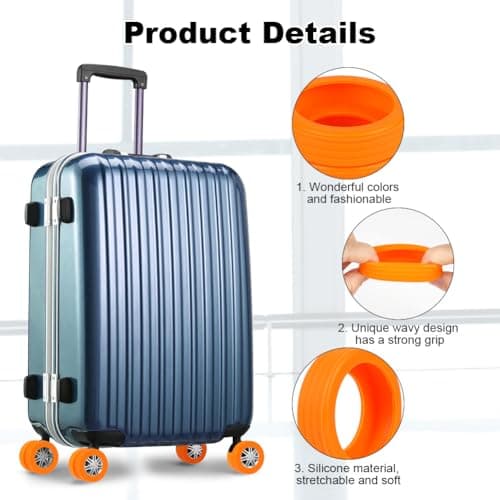 flintronic Luggage Wheel Protector, 8PCS Silicone Suitcase Wheel Covers, Reduce Noise Luggage Wheels Sleeve, Anti Scratch Luggage Wheel Protector for Most Suitcases — view 3