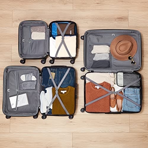 Amazon Basics Hard Shell Luggage Set (Small + Medium + Large) - Expandable ABS Travel Luggage with 4 Double Spinner Wheels - Scratch Resistant and Lightweight Construction - Navy Blue — view 3