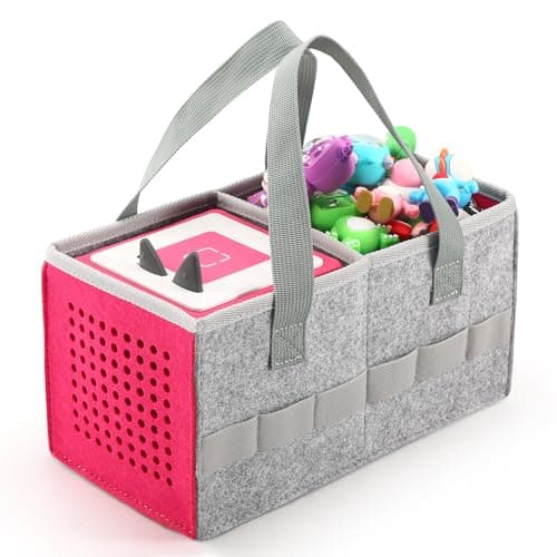 OUKNAK Travel Felt Carrying Case & Storage Bag for Toniebox/Tonies(Pink)