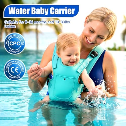 Neoprene Water Baby Carrier for Newborn to Toddler with Phone Case, Green — view 2