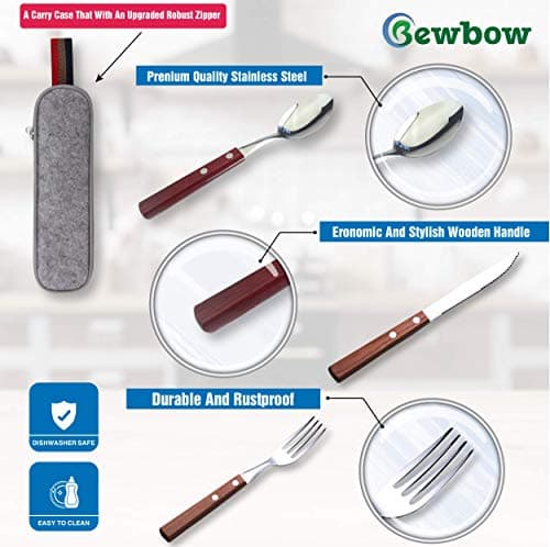 Premium Quality Stainless Steel Travel Utensils Set with case, Healthy & Eco-Friendly 3pc Full Size Fork, Spoon, Portable, Reusable Utensils with case — view 5