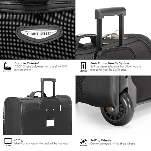 Traveler'S Choice Travel Select Amsterdam Expandable Rolling Upright Luggage, Black, Garment Bag, Amsterdam Expandable Rolling Upright Luggage — view 6