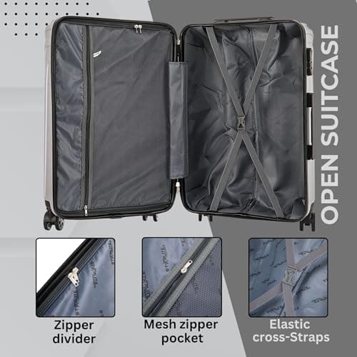 DK Luggage 24" Medium Hard Shell Suitcase Luggage 4 Wheel Spinner ABS101 (Black ABS-101, 24" Medium) — view 3