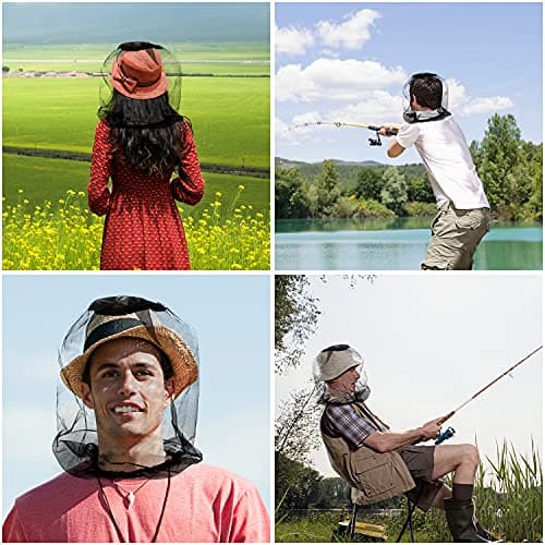4 PCS Midge Head Net, Nylon Mosquito Head Protecting Net, Fine Mesh Insect Netting, Face Neck Netting Cover for Outdoor, Hiking, Camping, Climbing, Walking - Black — view 6