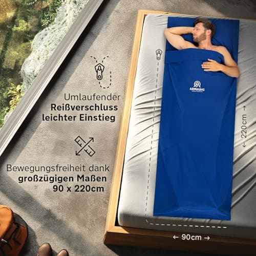 Armadic® Sleeping Bag 100% Organic Cotton with Zip (Only 370 g) — view 2