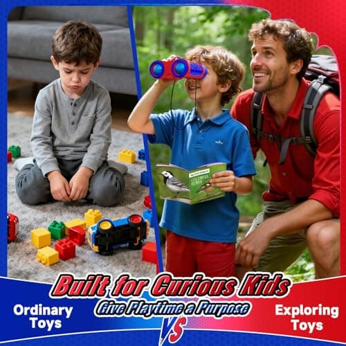 Toys for 3-9 Year Old Boy Binoculars Kids with Bird Watching Manual & Compass, Outdoor Garden Toys Kids Toy Age 3-9, 3 4 5 6 7 8 9 Year Old Boy Gifts Birthday Present Educational Toy Toddler — view 4