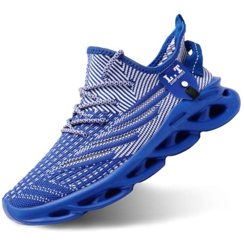 XKOWUO Mens Womens Trainers Walking Running Shoes Non Slip Gym Slip On Tennis Trainers Outdoor Sports Sneakers Lightweight Workout Shoes Royal_Blue Size 7