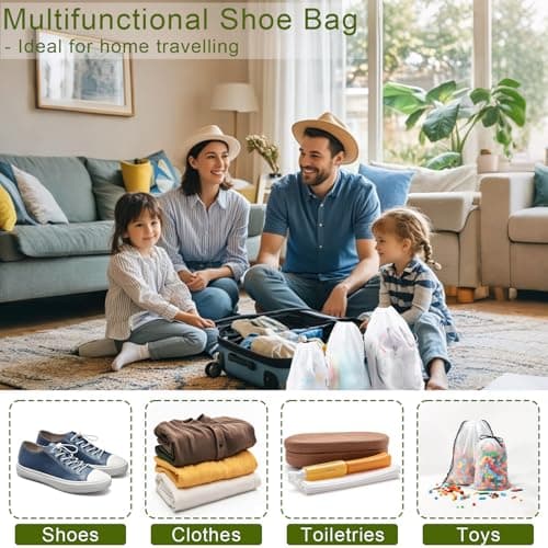 TUHDWJ 24 Pcs Travel Shoe Bags,Dust Proof Shoe Storage Bags, Multi-Purpose Travel Storage Bag, Underwear Bag, Multifunctional Waterproof Shoe Bags Storage, Drawstring Shoe Bag for Men Women. — view 6