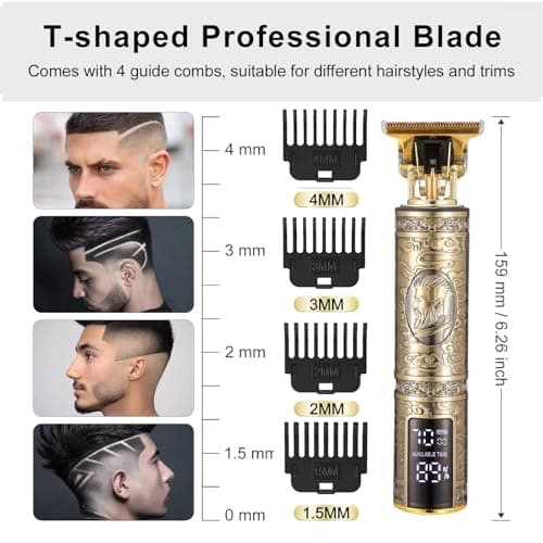 Hair Clippers Men Professional Beard Trimmer, T-Blade Precision Outliner — view 2
