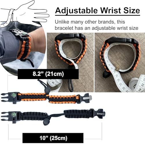 aZengear Paracord Survival Bracelet (2 Pack) Fire Starter, Whistle, Compass — view 5