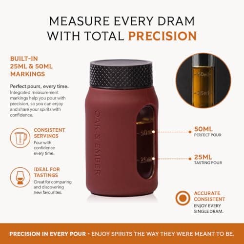 Flight Flask 100ml Hip Flask for Alcohol | Leakproof Glass Hip Flask with Protective Case | Small Pocket Flask for Men & Women | Whisky Travel Flask & Mini Spirit Bottle (Cherry Red) — view 4