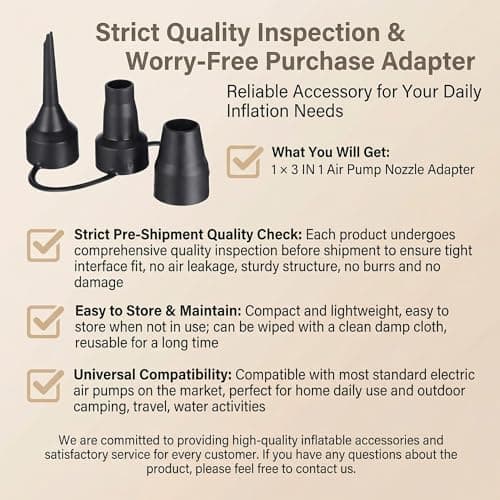 3 IN 1 Air Pump Nozzle Adapter, Universal Inflator Nozzle Replacement Set, Anti-Loss Air Pump Accessories for Inflatable Mattress Pool Boat Kayak Camping — view 6