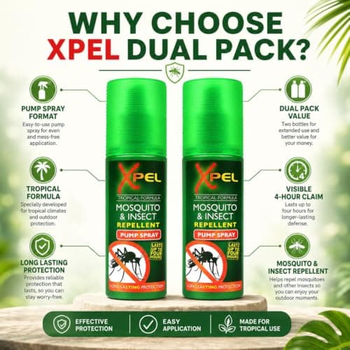 3 x Xpel Mosquito Insect Fly Bite Tropical Formula Pump, 70ml Ultimate Insect Bite Repellent Spray | Fast & Effective Mosquito & Fly Repellent — view 6