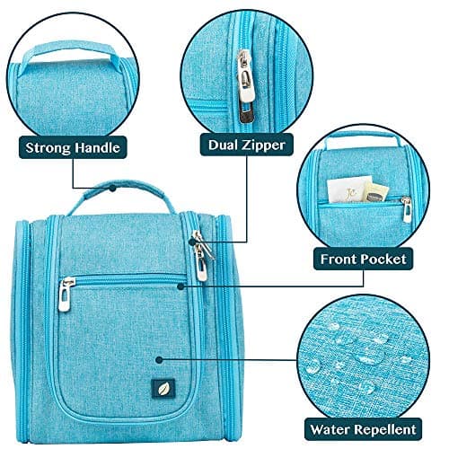 PAVILIA Hanging Travel Toiletry Bag Women Men | Hygiene Bag, Bathroom Toiletry Organizer Kit for Cosmetics, Makeup, Toiletries Accessories (Turquoise) — view 5