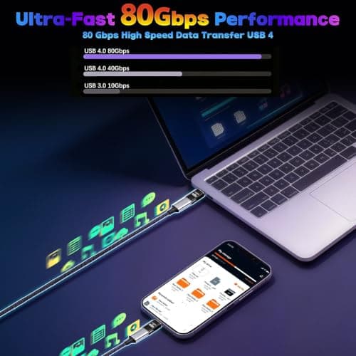 IVIVTOR USB C Magnetic Adapter - 240 W USB-C Magnetic Adapter 24 Pin - Type C Magnetic Connector 80 Gbps 8K Fast Charge & Data Transfer for Laptop Tablet Mobile Phone Smartphones - Graphite Black — view 4