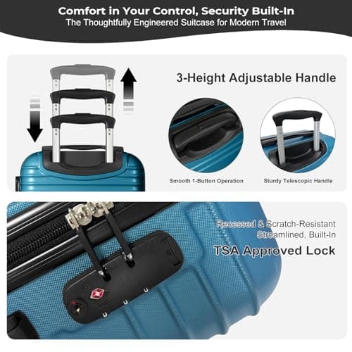 Luggage Depot 24 Inch Suitcase with TSA Lock, Spinner Wheels, Ice Blue — view 5